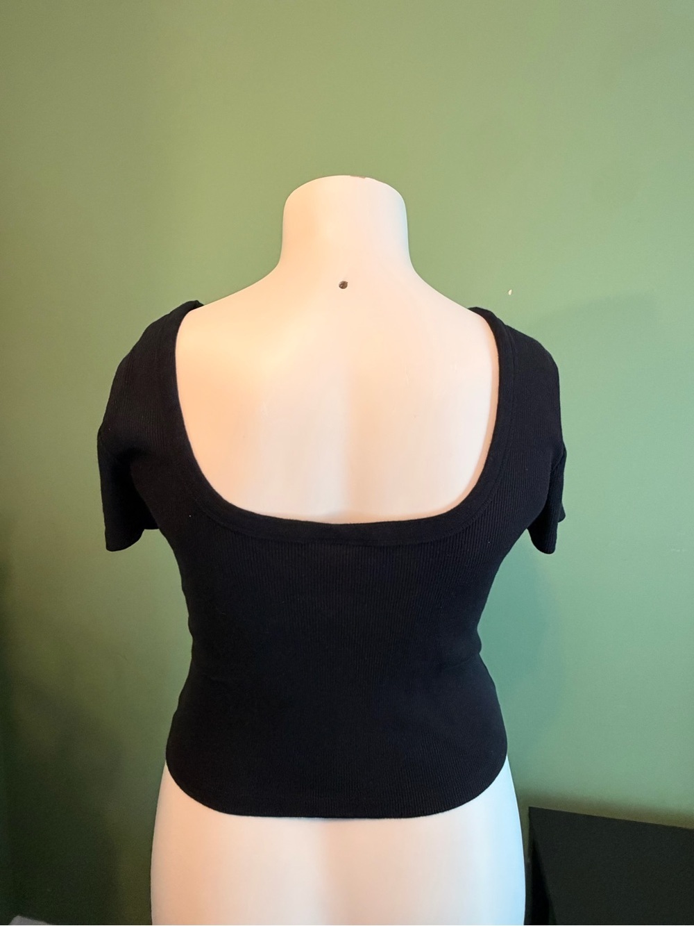 Universal Thread Black Ribbed Square Neck Short Sleeve Top - Picture 5 of 11